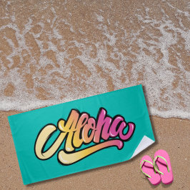 トパファンキース |ダークターコイズアロハビーチ ビーチタオル