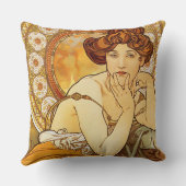 トパーズの宝石シリーズ、アルフォンス島のミュシャアールヌーボー クッション (裏面)