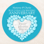 トパーズの第4結婚記念日のハートの写真のコースター ラウンドペーパーコースター (正面)