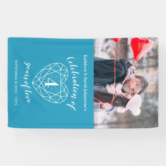 トパーズハートパーソナライズされた写真 横断幕 (横)