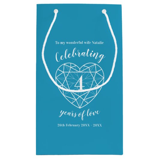 トパーズ記念日4年の愛の妻の抱き枕 スモールペーパーバッグ (裏面)