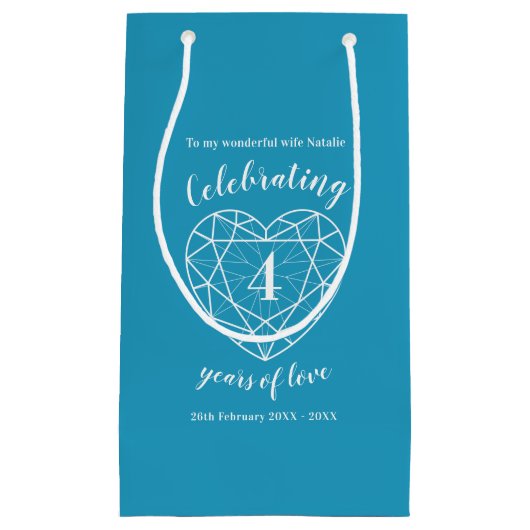 トパーズ記念日4年の愛の妻の抱き枕 スモールペーパーバッグ (正面)