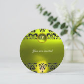 トパーズ ダマスク ジェム ストーン モノグラム 黒 黄色 招待状 (スタンド正面)