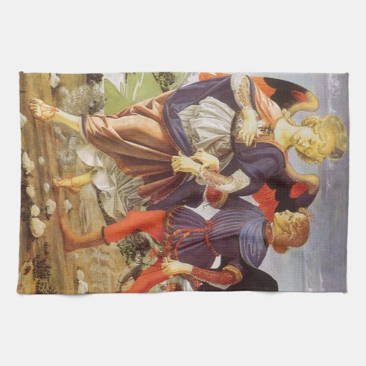 トビアスとエンジェルバイアンドレア・デル・ヴェロッキオ キッチンタオル (横)