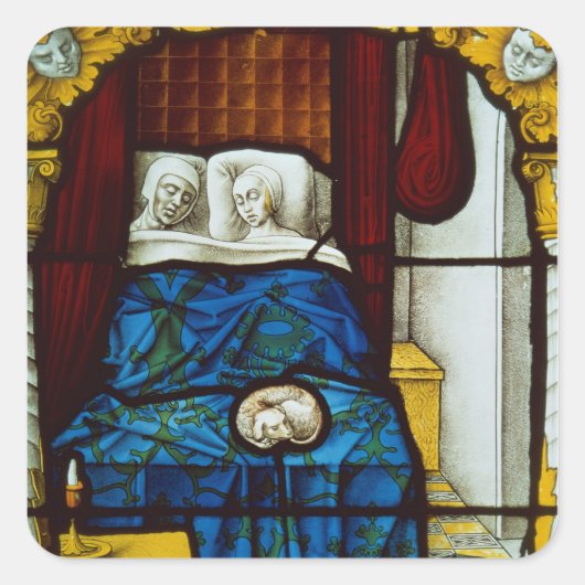 トビアスとサラがベッドに入っている スクエアシール (正面)