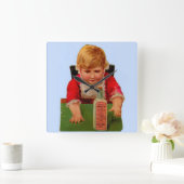 トビクトリアンレードカード:スコットエマルションカスター油 スクエア壁時計 (ホーム)