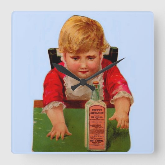 トビクトリアンレードカード:スコットエマルションカスター油 スクエア壁時計 (正面)