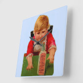 トビクトリアンレードカード:スコットエマルションカスター油 スクエア壁時計 (傾斜)