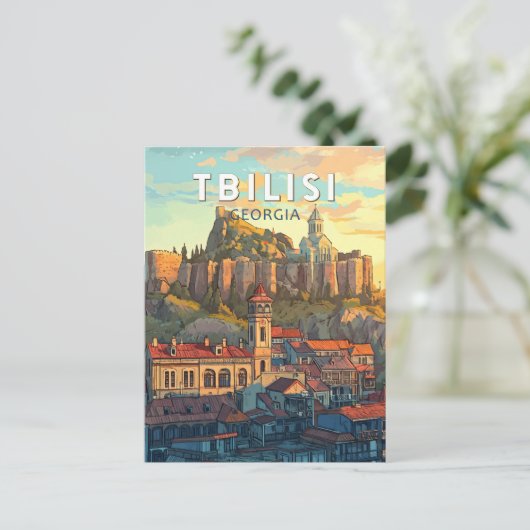 トビリシグルジアイラストレーショントラベルアートヴィンテージ ポストカード (スタンド正面)