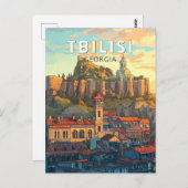 トビリシグルジアイラストレーショントラベルアートヴィンテージ ポストカード (正面/裏面)