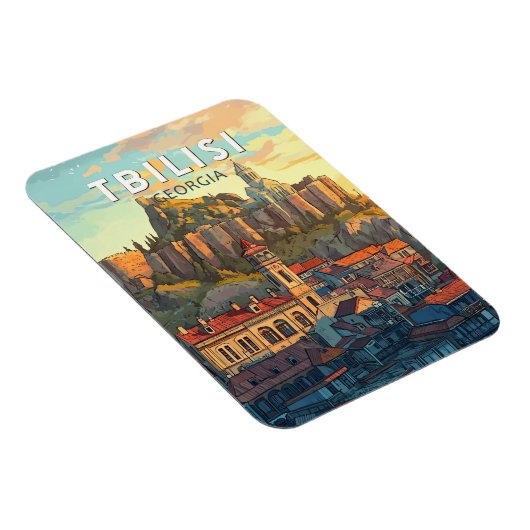 トビリシグルジアイラストレーショントラベルアートヴィンテージ マグネット (右側)