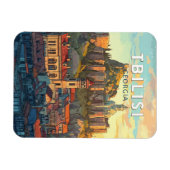 トビリシグルジアイラストレーショントラベルアートヴィンテージ マグネット (横)