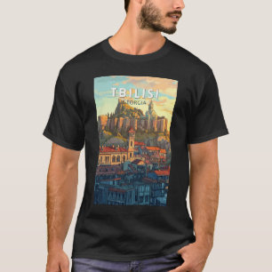 トビリシグルジアイラストレーショントラベルアートヴィンテージ Tシャツ