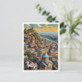 トビリシグルジアヴィンテージアートトラベルイラストレーション ポストカード (スタンド正面)