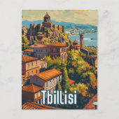 トビリシグルジアヴィンテージレトロトラベルイラストレーション ポストカード (正面)