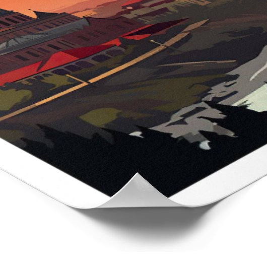 トビリシジョージアアートヴィンテージトラベルイラストレーション ポスター (角)