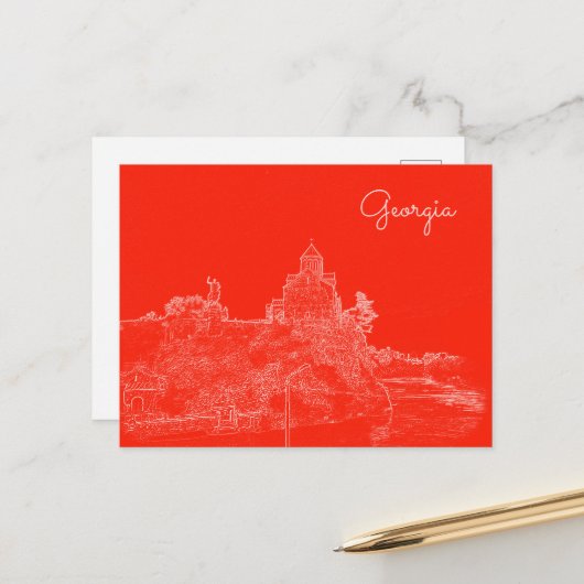 トビリシジョージアシティスケープアーキテクチャスケッチ ポストカード (正面/裏面インサイチュ)