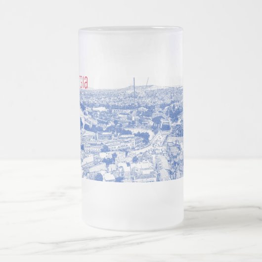 トビリシジョージアシティスケープ通りアーキテクチャ フロストグラスビールジョッキ (中央)