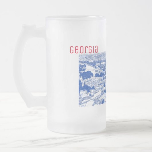 トビリシジョージアシティスケープ通りアーキテクチャ フロストグラスビールジョッキ (左)