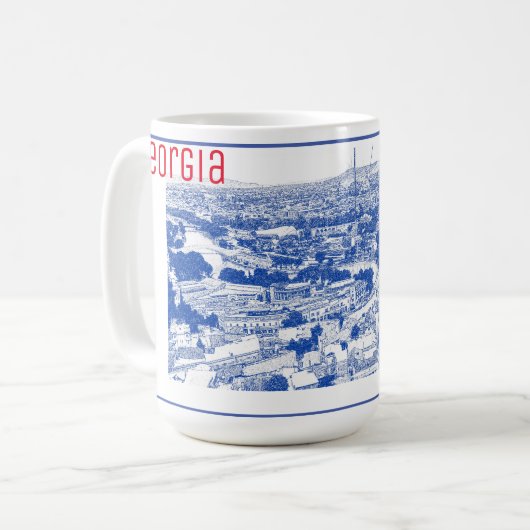 トビリシジョージアシティスケープ通り構造 コーヒーマグカップ (正面左)