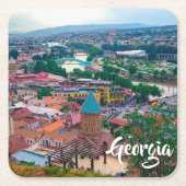 トビリシジョージアシティスケープ通り構造 スクエアペーパーコースター (正面)