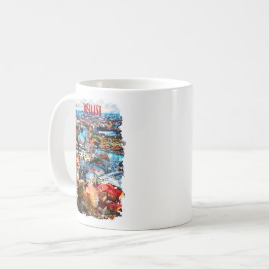 トビリシジョージアシティスケープ コーヒーマグカップ (正面左)