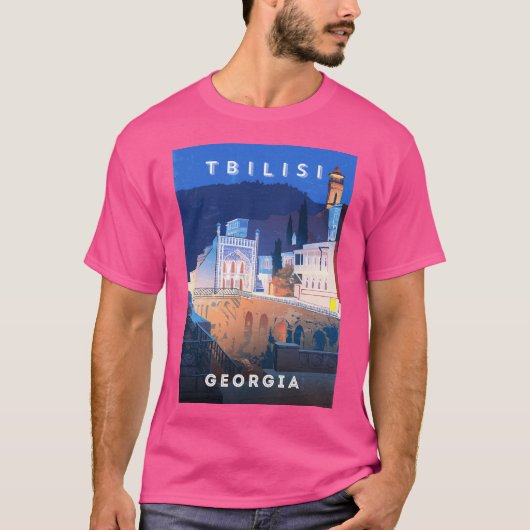 トビリシ・グルジア – レトロ旅行ミニマリストポスター Tシャツ (正面)