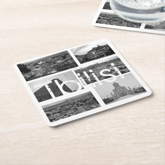 トビリシ・ジョージア・シティ・アーキテクチャシティスケープ スクエアペーパーコースター (アングル)