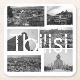 トビリシ・ジョージア・シティ・アーキテクチャシティスケープ スクエアペーパーコースター