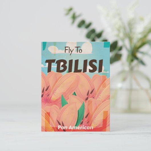トビリシ・ジョージア・ヴィンテージ旅行ポスター ポストカード (スタンド正面)