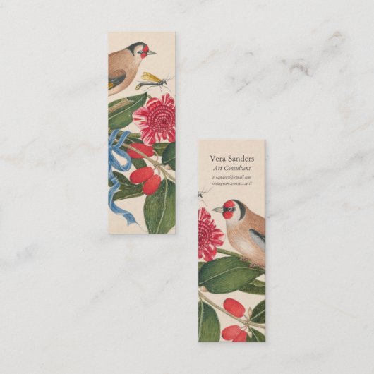 トビ、カーネーション、チョウのしおり スキニー名刺 (正面/裏面)