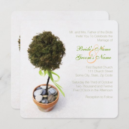 トピアリーお洒落ツリー結婚式招待状 招待状 (正面/裏面)