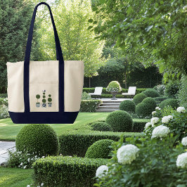 トピアリーツリーモノグラムのコントラストカラーキャンバス トートバッグ