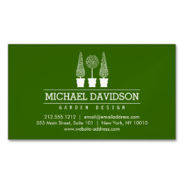 トピアリートリオガーデナー造園グリーン/ホワイト マグネット名刺