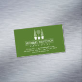 トピアリートリオガーデナー造園グリーン/ホワイト マグネット名刺 (インサイチュ)