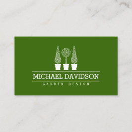 トピアリートリオガーデナー造園グリーン/ホワイトII 名刺