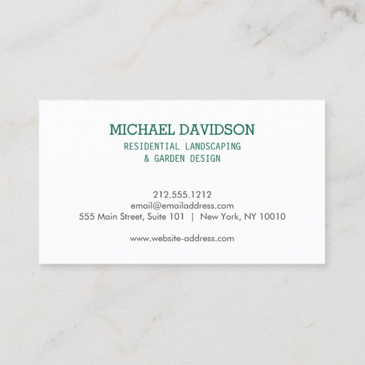 トピアリートリオガーデナー造園ダークグリーン 名刺 (裏面)