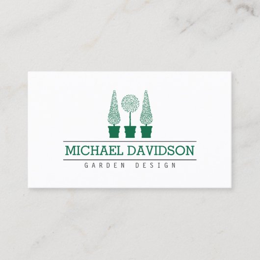 トピアリートリオガーデナー造園ダークグリーン 名刺 (正面)