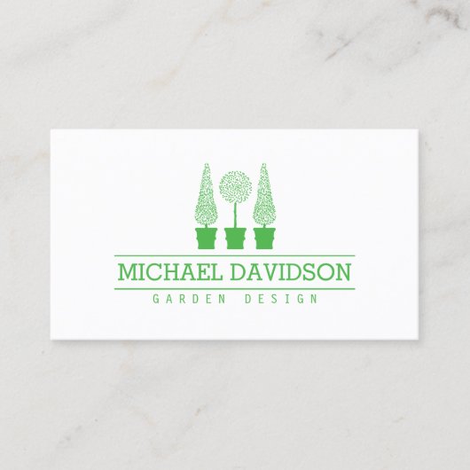 トピアリートリオガーデナー造園ブライトグリーン 名刺 (正面)