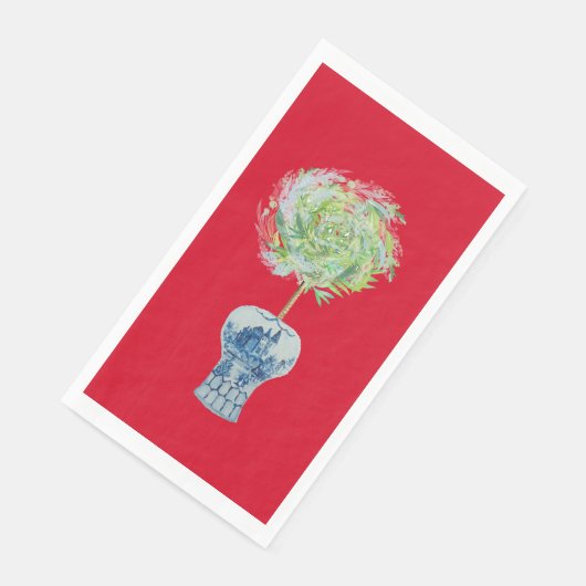 トピアリーブルーホワイトジンジャージャー紙ゲストタオル (コーナー)