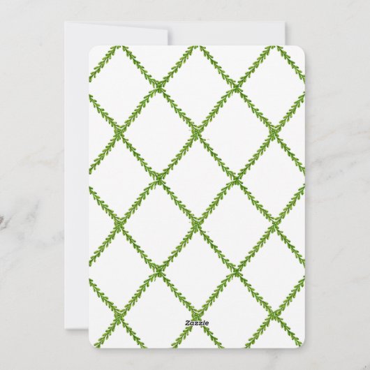 トピアリーモノグラムのバニーの写真のイースターの紋章 シーズンカード (裏面)