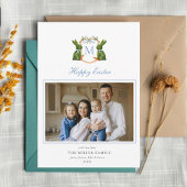 トピアリーモノグラムのバニーの写真のイースターの紋章 シーズンカード