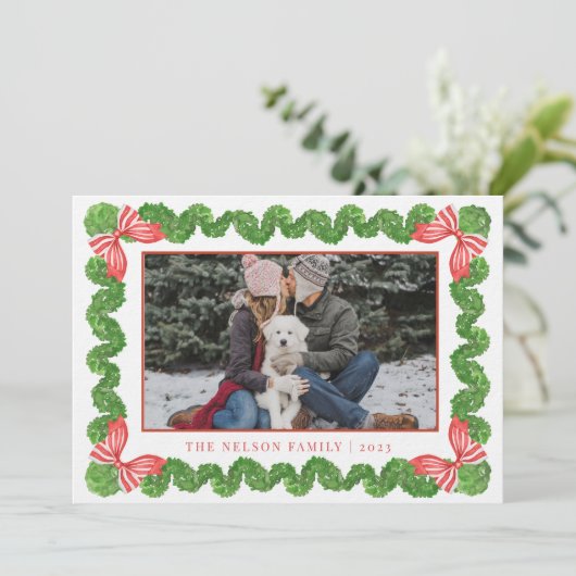 トピアリー名門私立校風のガーデンのクリスマスフォト シーズンカード (スタンド正面)