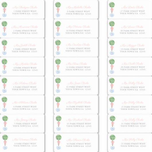 トピアリー名門私立校風のガールバプティスゲスト住所 シール (正面)