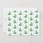 トピアリー魅力的ラビットブルーボウ男の子ベイビーシャワー サンキューカード (裏面)