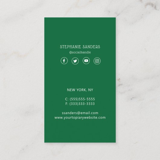 トピアリー・アーティスト 名刺 (裏面)