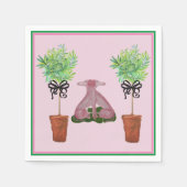 トピアリー ピンク スタッフォードシャー犬の紙のゲストタオル スタンダードカクテルナプキン (正面)