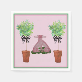 トピアリー ピンク スタッフォードシャー犬の紙のゲストタオル スタンダードカクテルナプキン