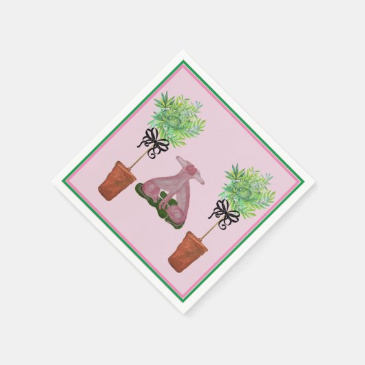 トピアリー ピンク スタッフォードシャー犬の紙のゲストタオル スタンダードカクテルナプキン (角)