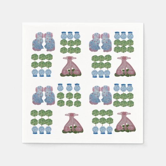 トピアリー（犬）スタッフォードドッグズジンジャージャー スタンダードカクテルナプキン (正面)